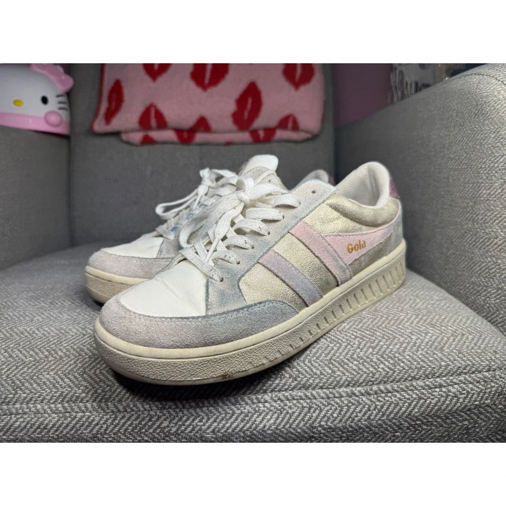 Gola Superslam Blaze Metallic Gold Pastel Sneakers CLB334 Womens 9.5 Low Top